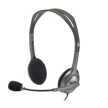 Logitech H111 Stereo Headset, 3.5mm Audio Jack, Adjustable Headband