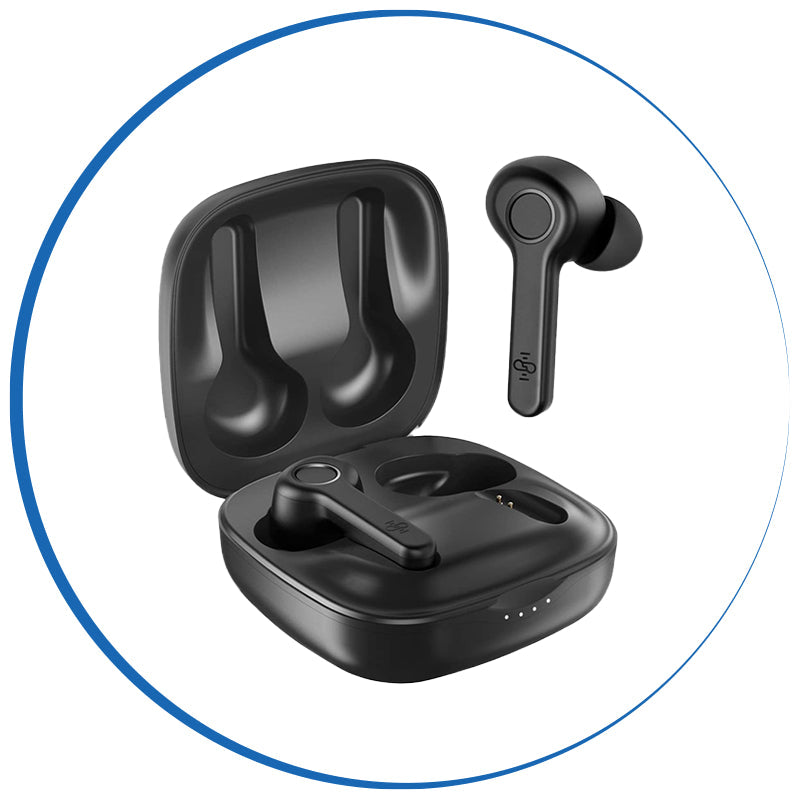 High-quality earbuds offering clear sound, secure fit, and touch control