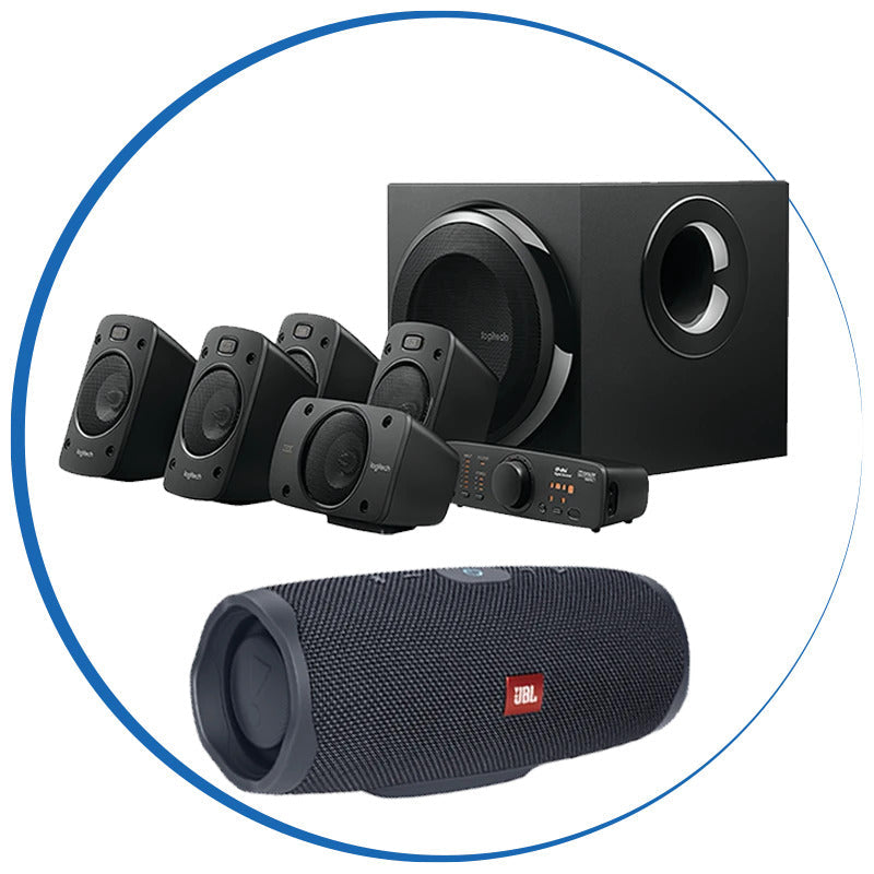 Modern speaker collection with deep bass and crystal-clear audio