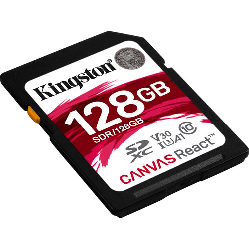 Kingston Canvas React 128GB SD Card, Class 10 U3, 100MB/s Read Speed, 80MB/s Write Speed, 4K UHD, Durable, Waterproof - Rebuy-Box
