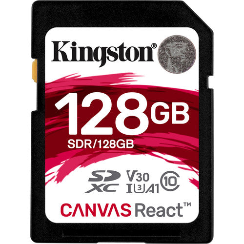 Kingston Canvas React 128GB SD Card, Class 10 U3, 100MB/s Read Speed, 80MB/s Write Speed, 4K UHD, Durable, Waterproof - Rebuy-Box