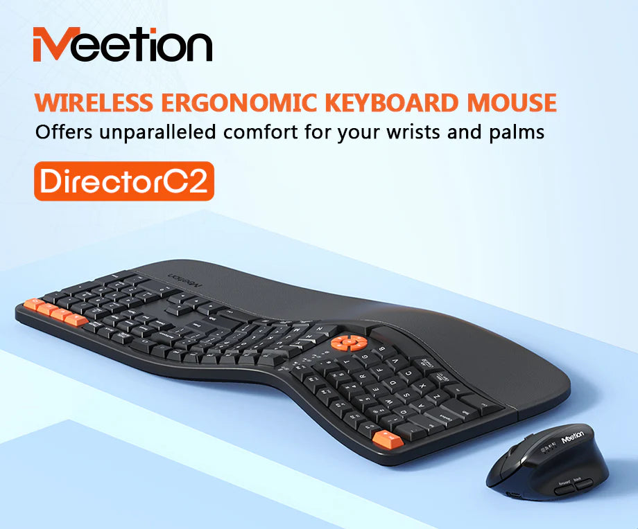 Meetion Director C2 Wireless Keyboard Mouse Combo Black – Keyboard Close-Up - Rebuy-Box