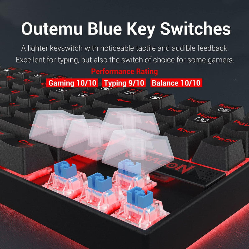 Redragon Kumara K552 Mechanical Gaming Keyboard with Rainbow Light, Brown Switches, Compact Design, and Anti-Ghosting Technology - Rebuy-Box