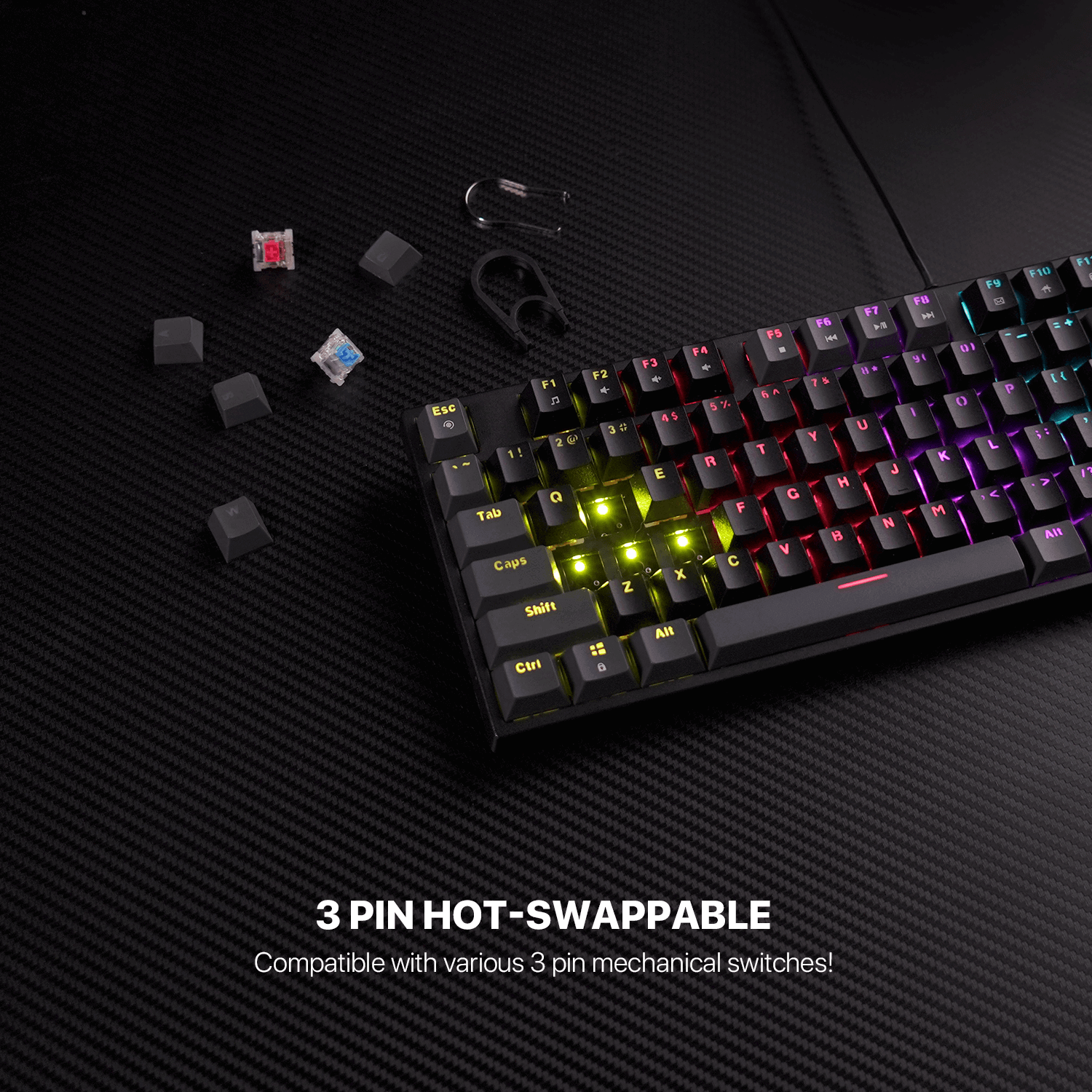 FANTECH ATOM MK876 TKL RGB Mechanical Keyboard (Blue Switch)