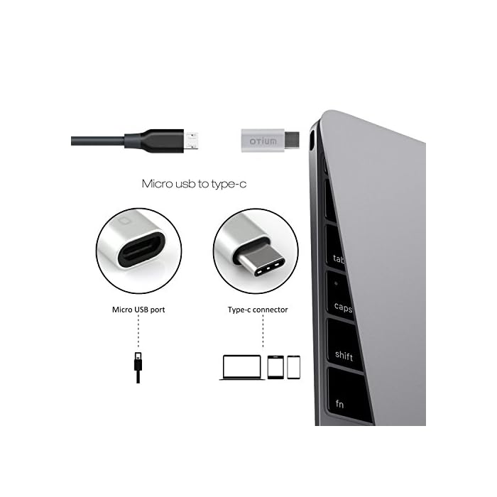 Otium Metal USB-C to Micro USB Adapter, Durable Metal Design, 2-in-1 Pack, Fast Data Transfer, Grey - Rebuy-Box