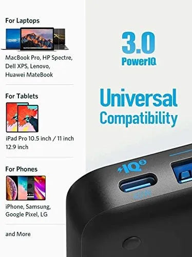 Anker A2045 65W 4 Port PIQ 3.0 & GaN Fast Charger Adapter, PowerPort Atom III Slim
