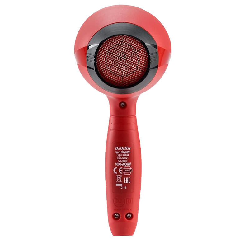 BaByliss 6604RPE Hairdryer 2000W, Professional AC Motor, 2 Heat & 2 Speed Settings, Red