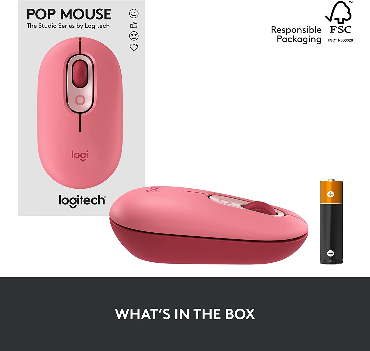 Logitech POP Wireless Mouse, Customizable Emojis, Compact Design, Silent Clicks - Rebuy-Box