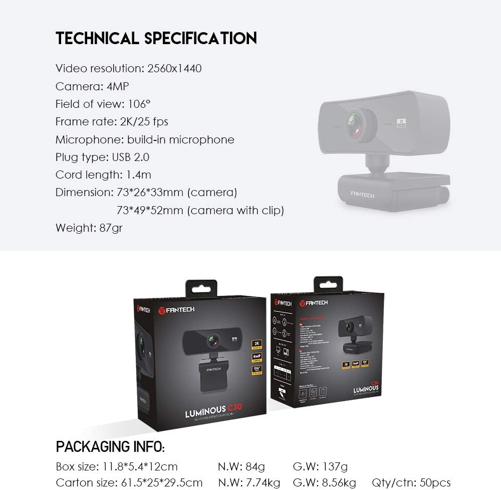 Fantech C30 Webcam – Mounted on Monitor - Rebuy-Box