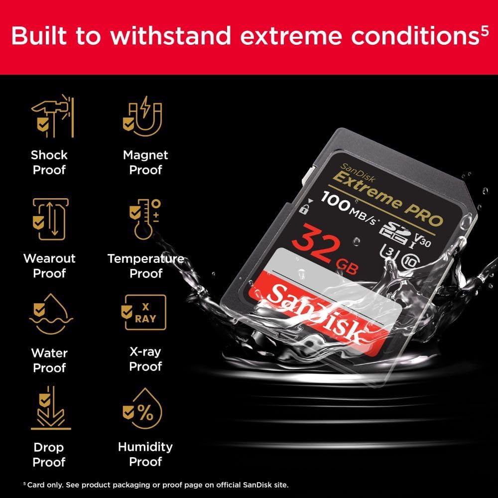 SanDisk Extreme Pro 32GB SD Card - 100MB/s UHS-I High-Speed Memory - Rebuy-Box
