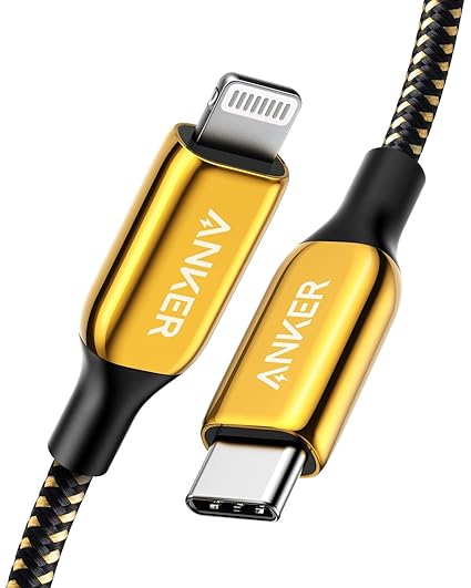 Anker Powerline+ III USB-C to Lightning Cable, 6ft/1.8m, MFi Certified, Ultra Durable, Fast Charging, Gold - Model A8843HB1 - Rebuy-Box