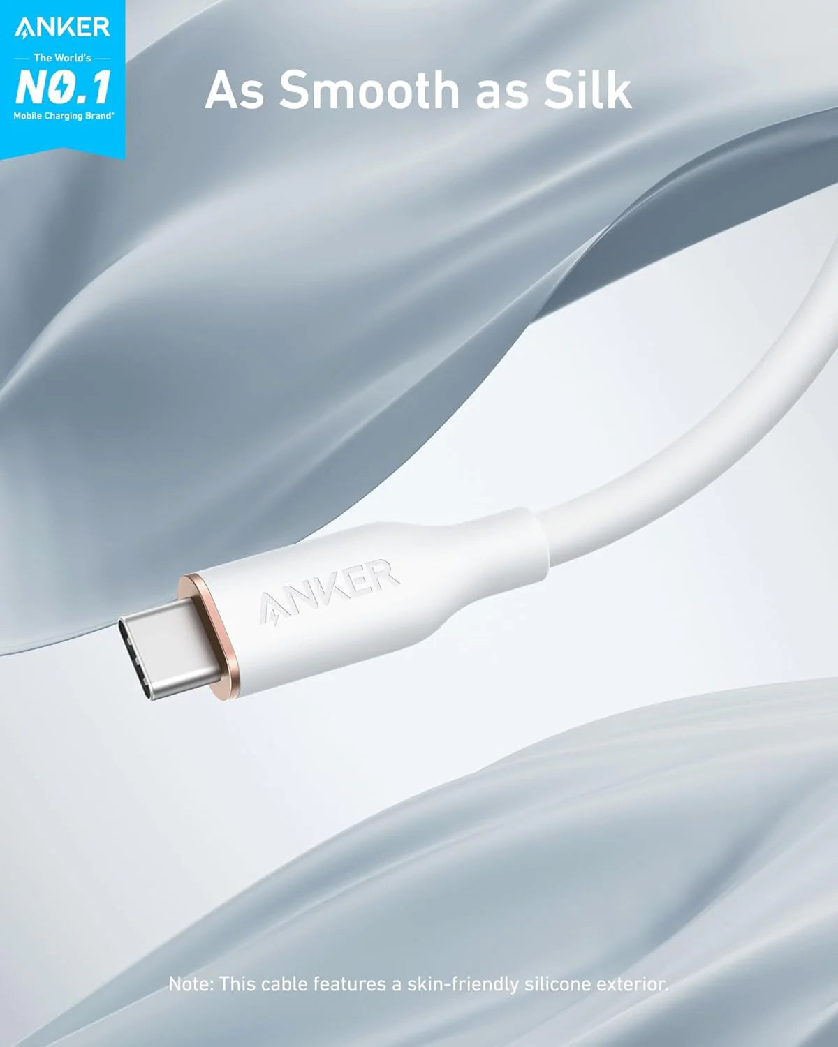 Anker PowerLine III Flow USB-C to USB-C Cable 3ft 240W A8552 – Soft, Durable, Ultra-Fast Charging