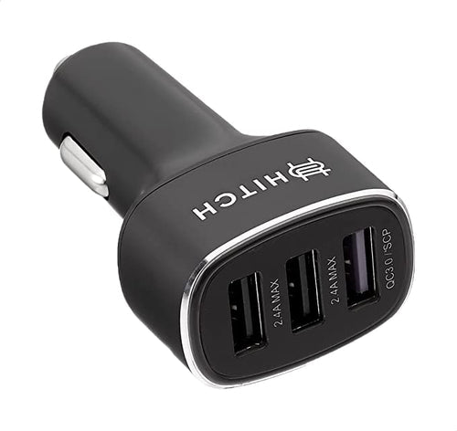 Hitch Tri-P 30W Car Charger with 3 USB Ports, Quick Charge 3.0 and SCP Support, Durable Design for Fast Charging - Rebuy-Box