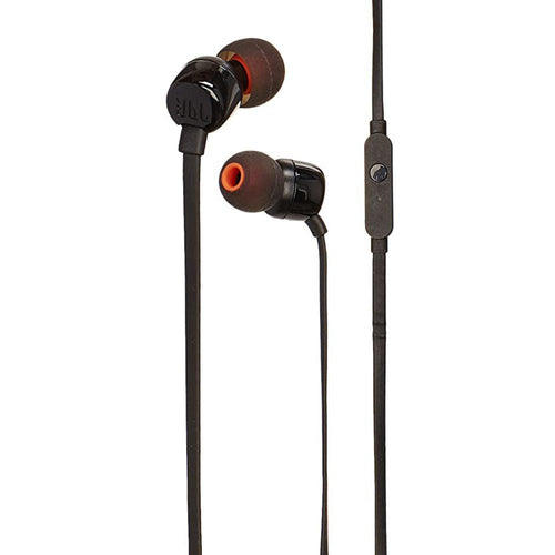 سماعات أذن JBL Tune 110 سوداء اللون مع صوت جهير عميق وملاءمة مريحة 