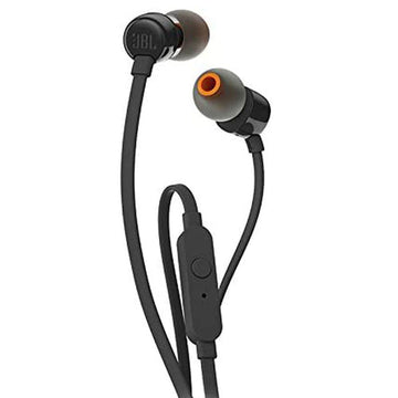 سماعات أذن JBL Tune 110 سوداء اللون مع صوت جهير عميق وملاءمة مريحة 