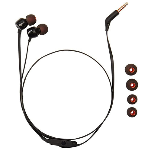 سماعات أذن JBL Tune 110 سوداء اللون مع صوت جهير عميق وملاءمة مريحة 