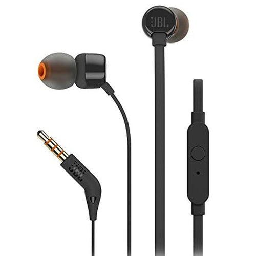 سماعات أذن JBL Tune 110 سوداء اللون مع صوت جهير عميق وملاءمة مريحة 