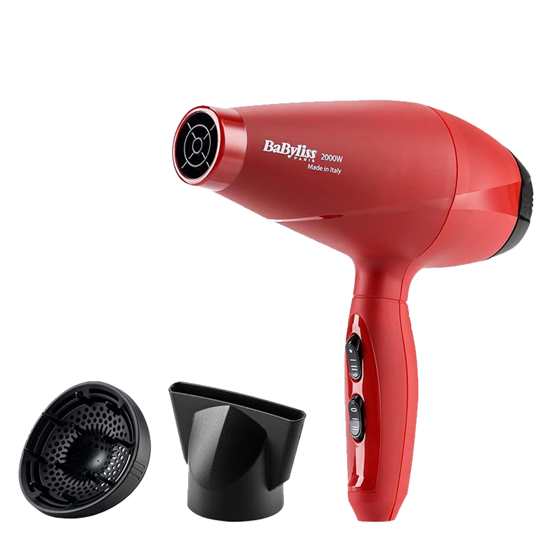 BaByliss 6604RPE Hairdryer 2000W, Professional AC Motor, 2 Heat & 2 Speed Settings, Red