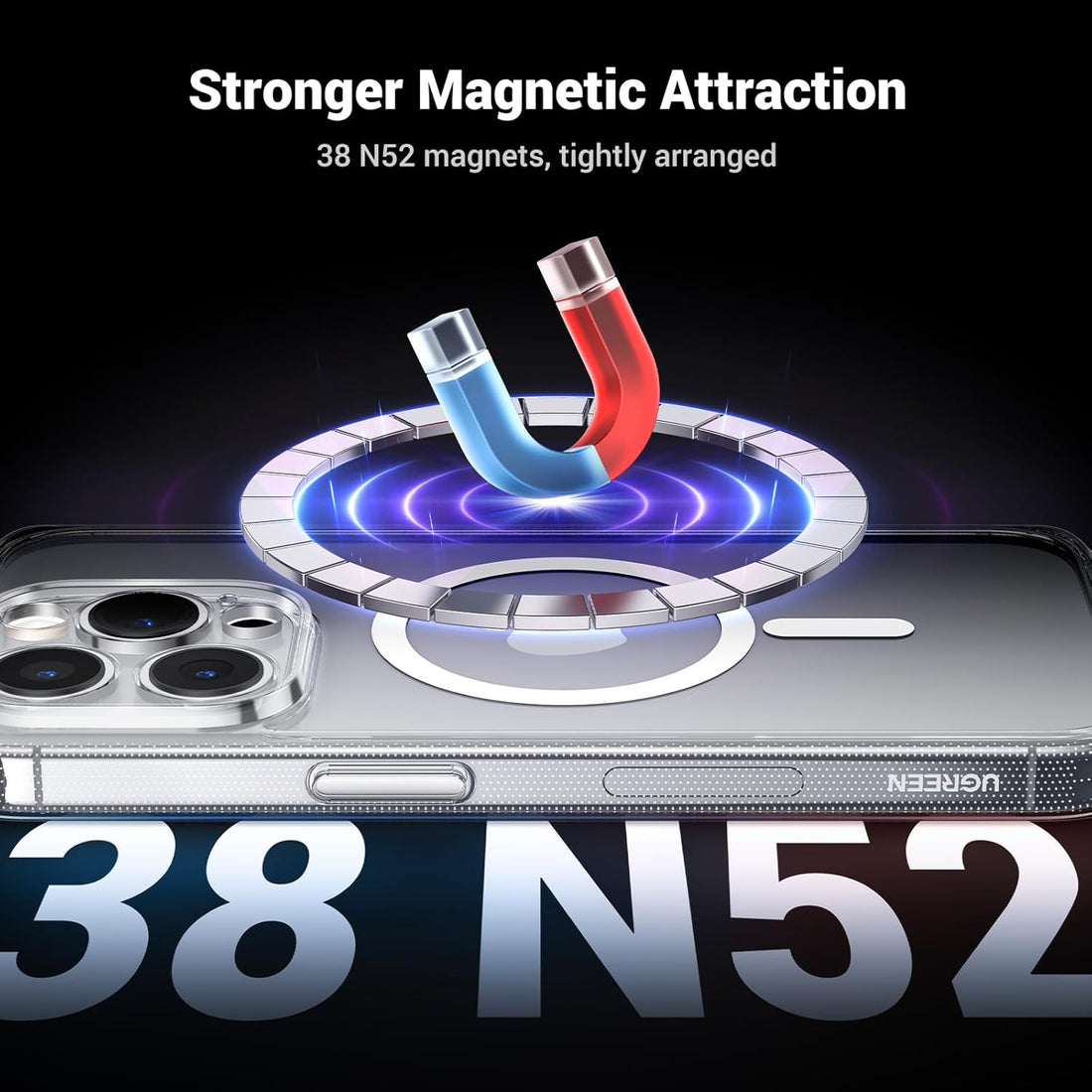 Ugreen Classy Clear Magnetic Protective Case for iphone 15 Pro (Clear)