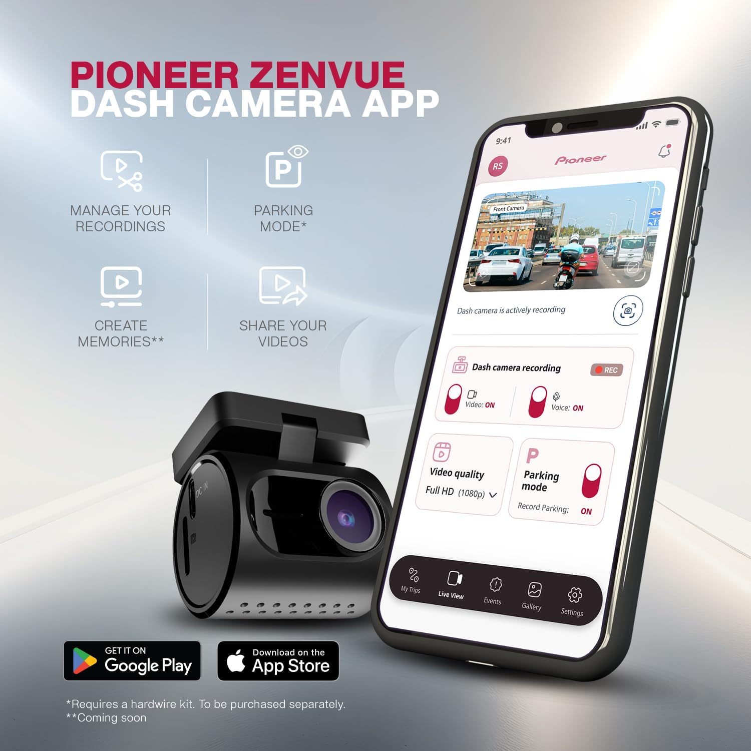 Pioneer Dash Camera VREC-H120SC Compact 1,5K Front Recording