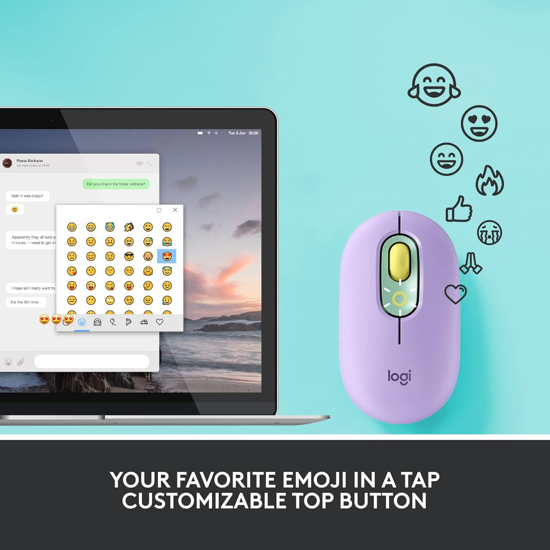 Logitech POP Mouse - Wireless Mouse with Customizable Emojis, SilentTouch Technology, Bluetooth Connectivity, and Compact Design - Rebuy-Box