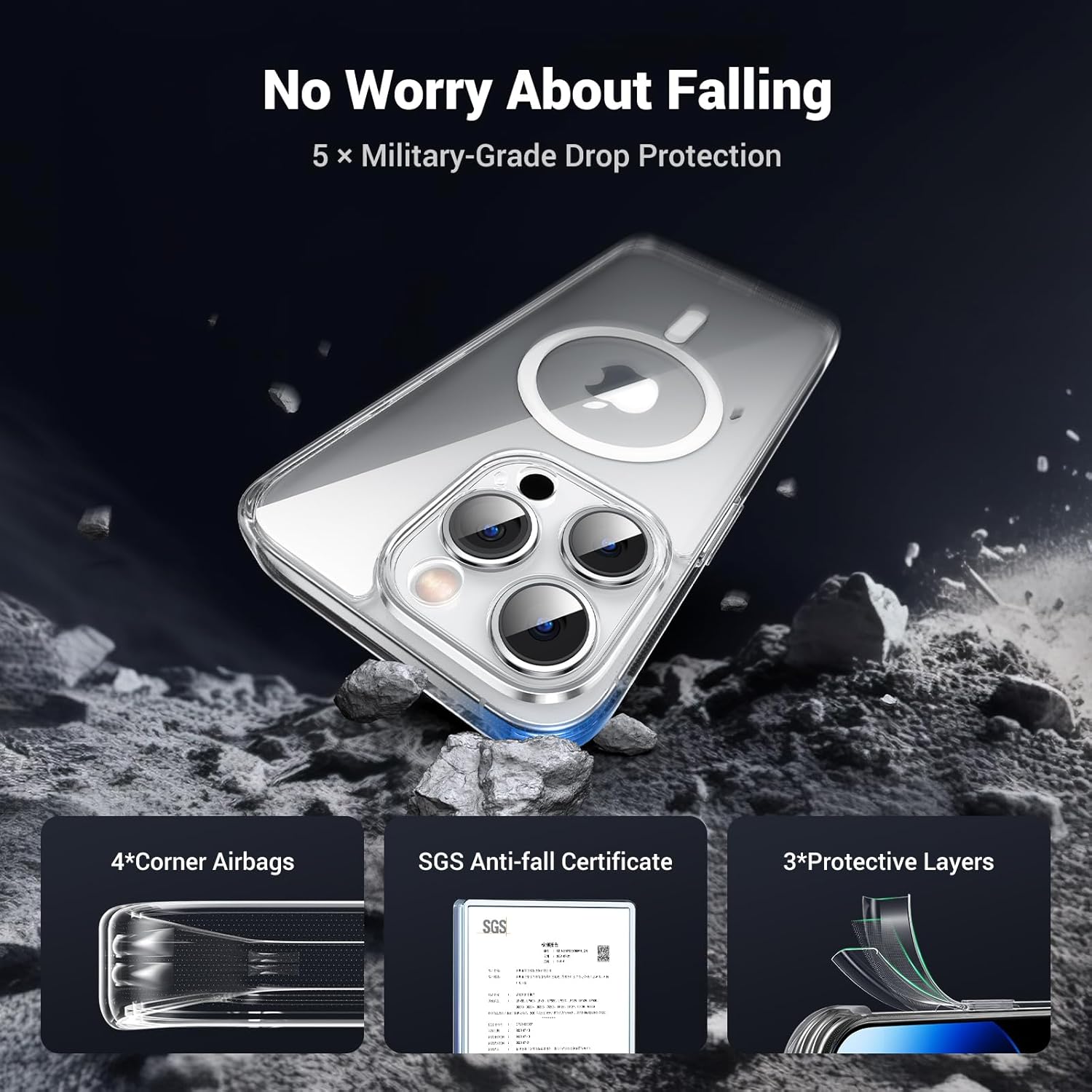 Ugreen Classy Clear Magnetic Protective Case for iphone 15 Pro (Clear)