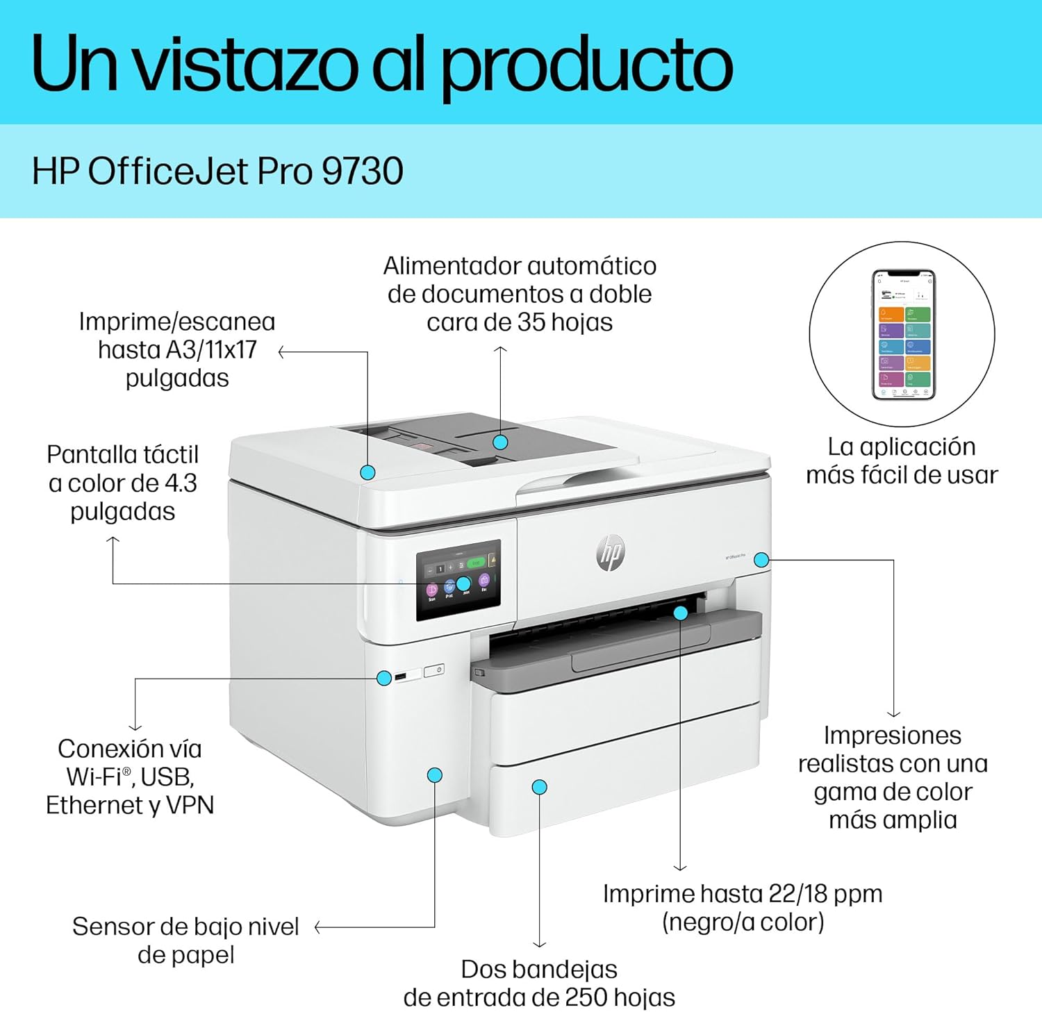 HP OfficeJet Pro 9730 Wide Format All-in-One Printer+ color ink
