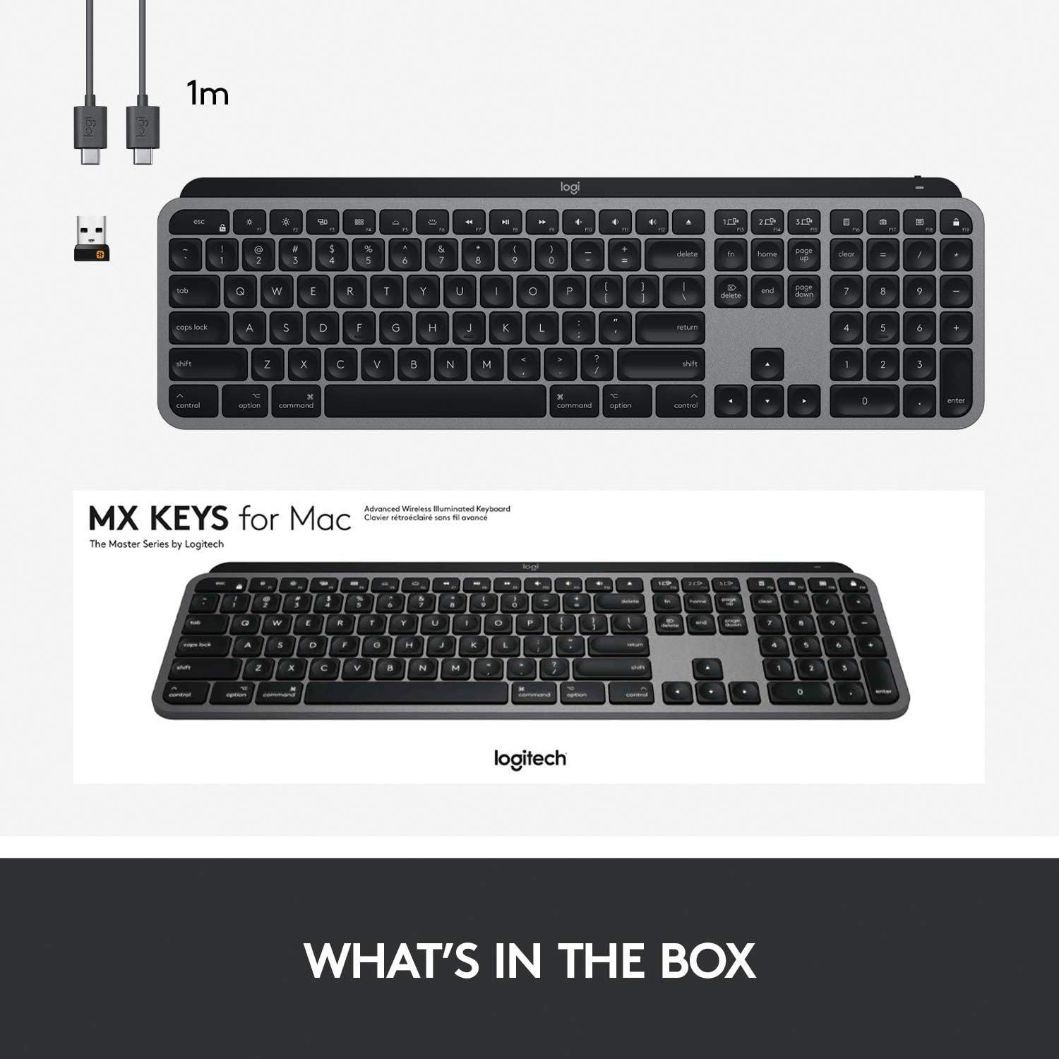 Logitech MX Keys Advanced Wireless Illuminated Keyboard for Mac, Slim, Backlit, Rechargeable, US Layout - Rebuy-Box