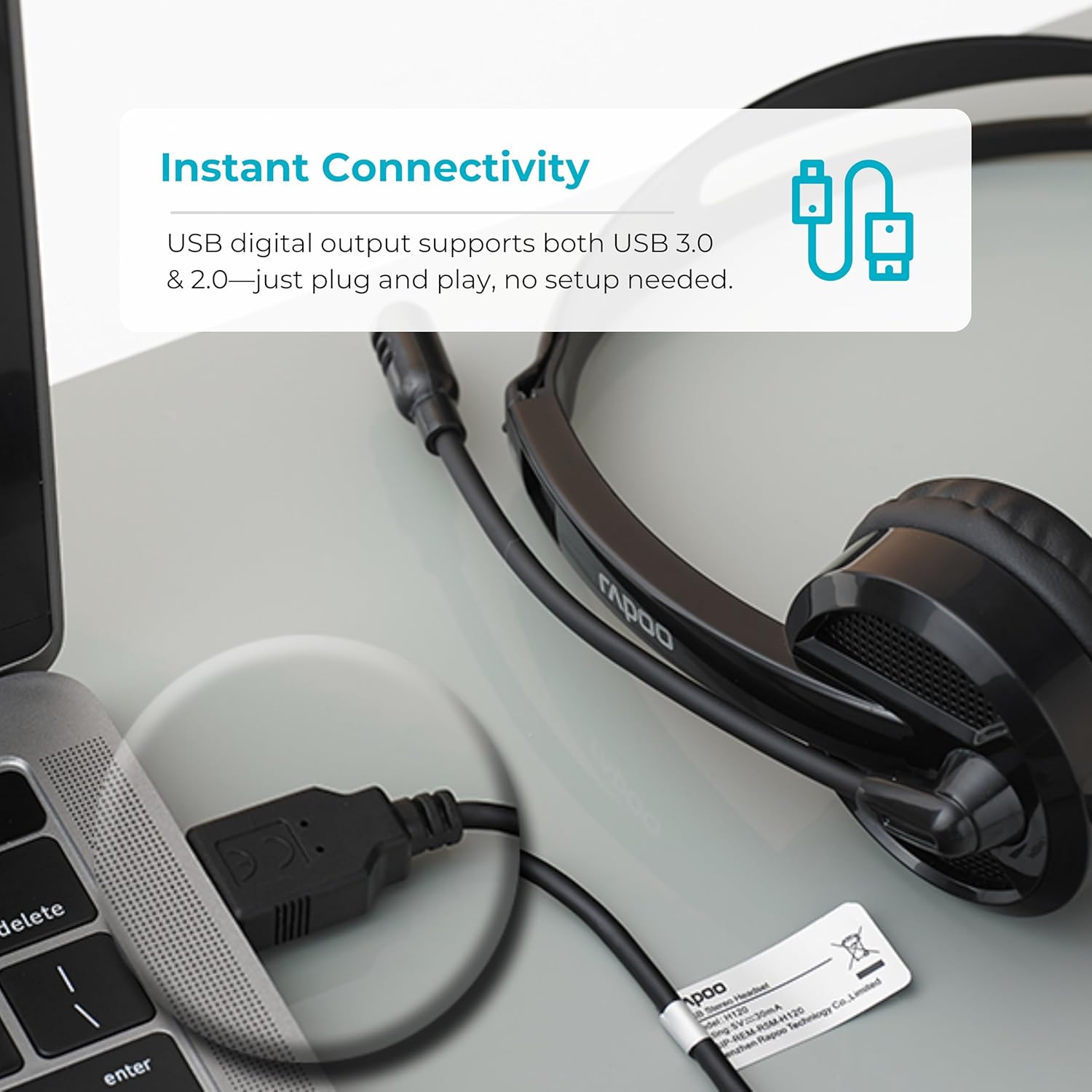 Rapoo H120 USB Stereo Headset — Grade A