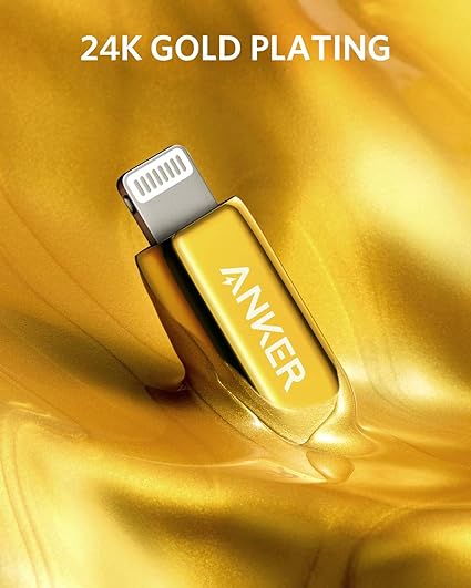 Anker Powerline+ III USB-C to Lightning Cable, 6ft/1.8m, MFi Certified, Ultra Durable, Fast Charging, Gold - Model A8843HB1 - Rebuy-Box