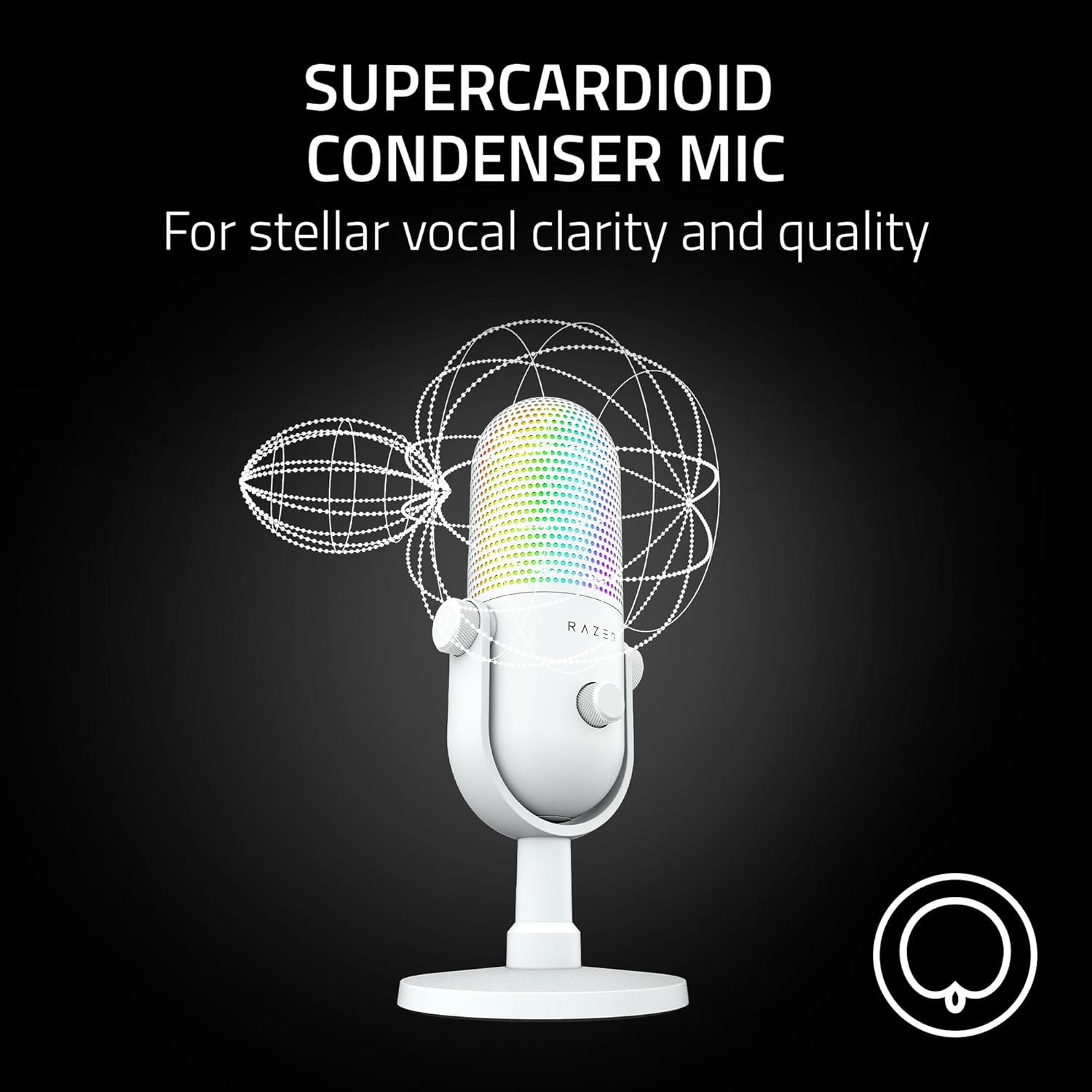 Razer Seiren V3 White Chroma – USB RGB Streaming Microphone