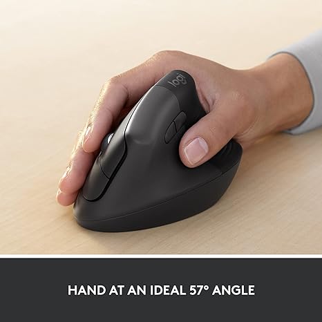 Logitech Lift Vertical Ergonomic Mouse, Wireless, Silent Clicks, Adjustable DPI, Bluetooth, Graphite - Rebuy-Box