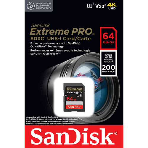 SanDisk 64GB Extreme PRO SDXC UHS-I Memory Card – 200MB/s Read Speed, 4K UHD Support - Rebuy-Box
