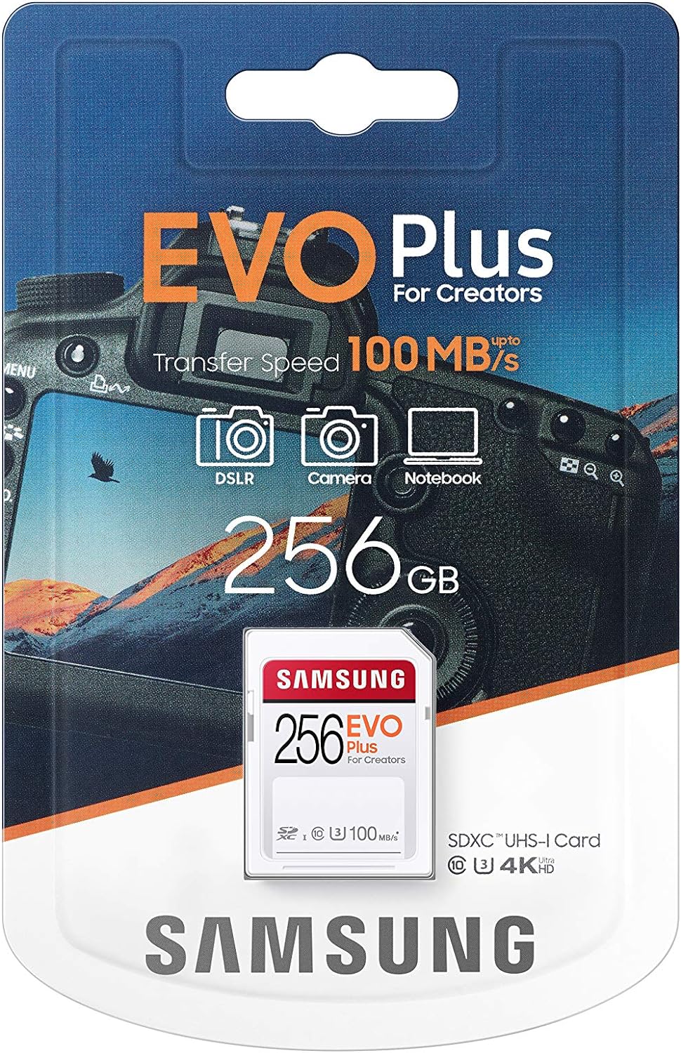 Samsung Evo Plus 256GB SD Card, UHS-I U3, 100MB/s Read, 80MB/s Write, 4K UHD, Waterproof, Temperature-Proof - Rebuy-Box