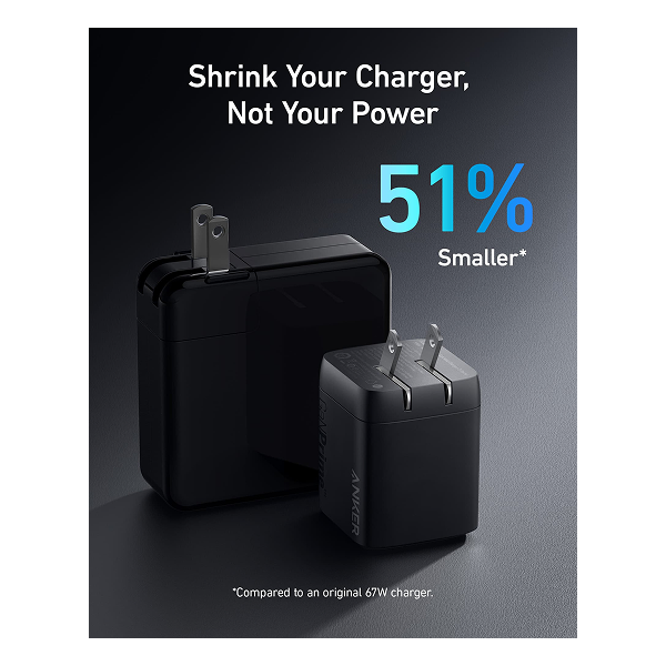 Anker Prime 67W GaN 3-Port Wall Charger Black with Compact Design, 51% Smaller Than an Original 67W Charger - Rebuy-Box