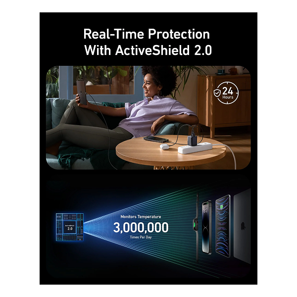 Anker Prime 67W GaN 3-Port Wall Charger Black with ActiveShield 2.0 Real-Time Protection and Temperature Monitoring 3 Million Times Per Day - Rebuy-Box