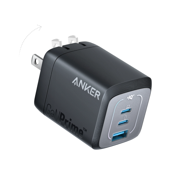 Anker Prime 67W GaN 3-Port Wall Charger Black with 2 USB-C and 1 USB-A Ports - Rebuy-Box