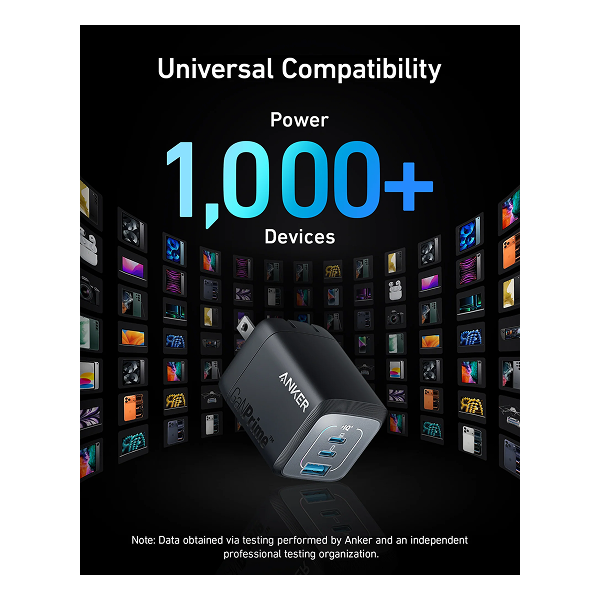 Anker Prime 67W GaN 3-Port Wall Charger Black with Universal Compatibility, Supporting Over 1,000 Devices - Rebuy-Box