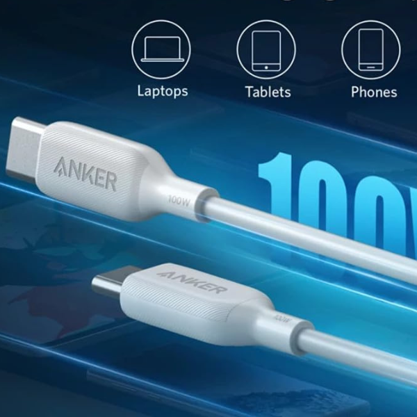 Anker PowerLine III USB-C to USB-C Cable 3ft/0.9m, 60W Fast Charging, Durable Design - A8852H21 - Rebuy-Box