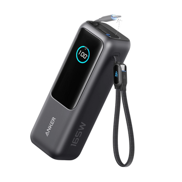 Anker Zolo Power Bank 25K mAh 165W Built-in and Retractable Cables (A1695P11) – Space Black Grade A