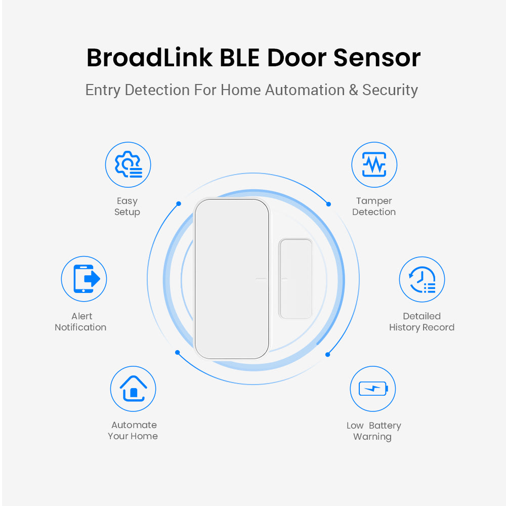 BroadLink BLE Door Sensor with features on a white background