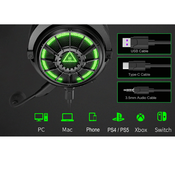 EKSA E5000 Pro Wired Gaming Headset Multi-Platform Compatibility with USB, USB-C and 3.5mm Audio Connections Rebuy-Box