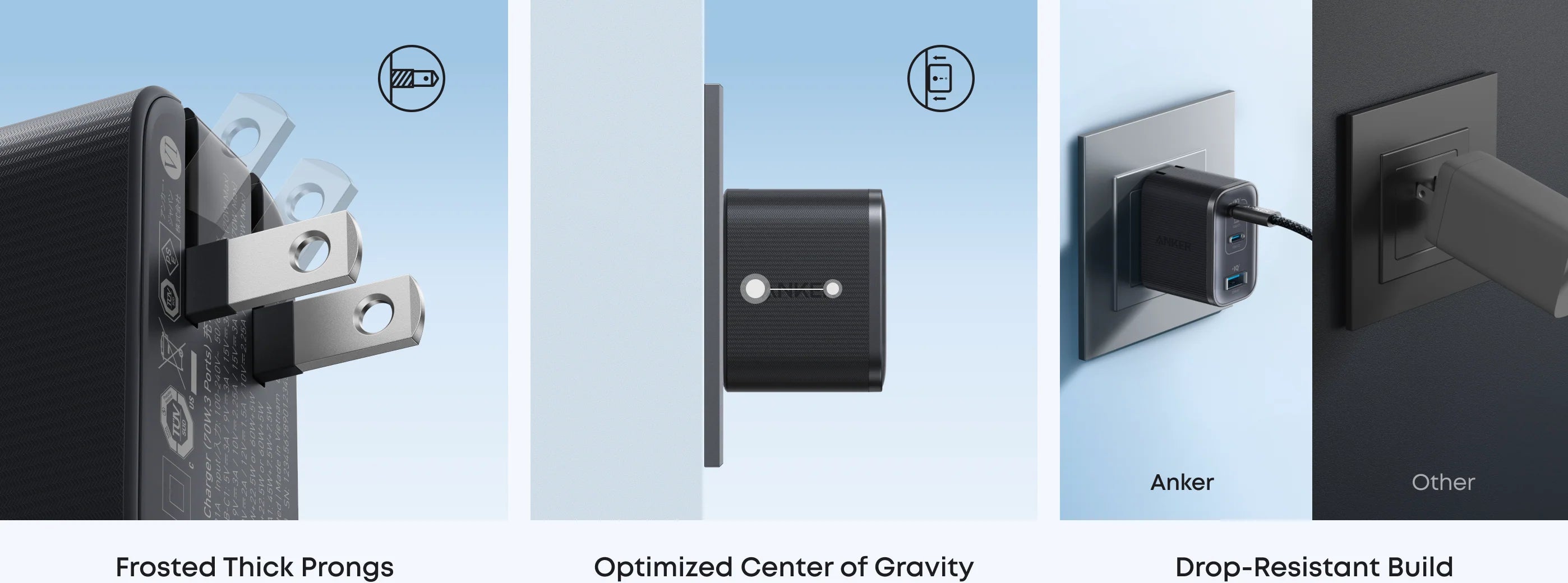 Anker Nano Charger (70W, 3 Ports) Wall Charger A121A – Compact High-Speed Fast Charger