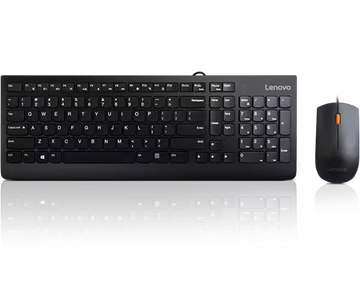 Lenovo 300 USB Wired Keyboard Mouse Combo Arabic Black – Front View - Rebuy-Box