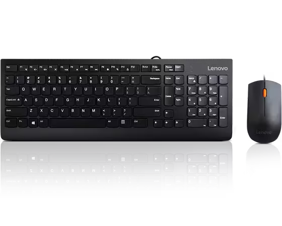 Lenovo 300 USB Wired Keyboard Mouse Combo Arabic Black – Front View - Rebuy-Box