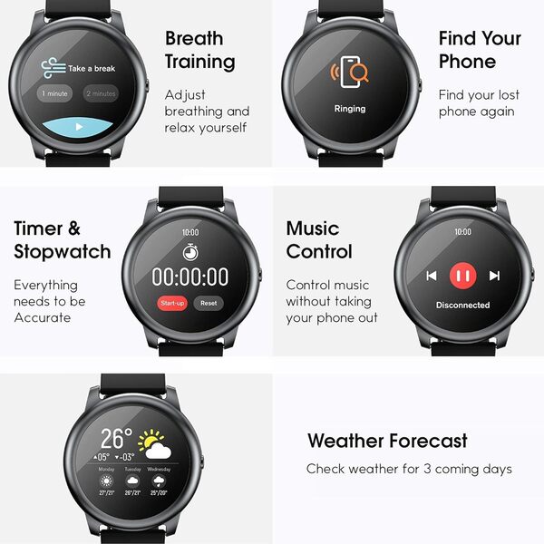 Haylou Solar Smart Watch LS05-1, 1.28" HD Display, 12 Sports Modes, Heart Rate Monitor - Rebuy-Box