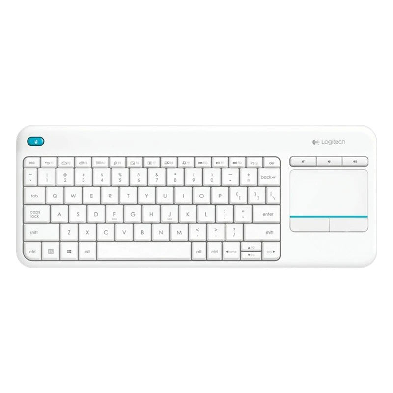 Logitech Keyboard Touch Media K400 Plus White - Wireless Bluetooth & Unifying Receiver, Integrated Touchpad, Compact Design