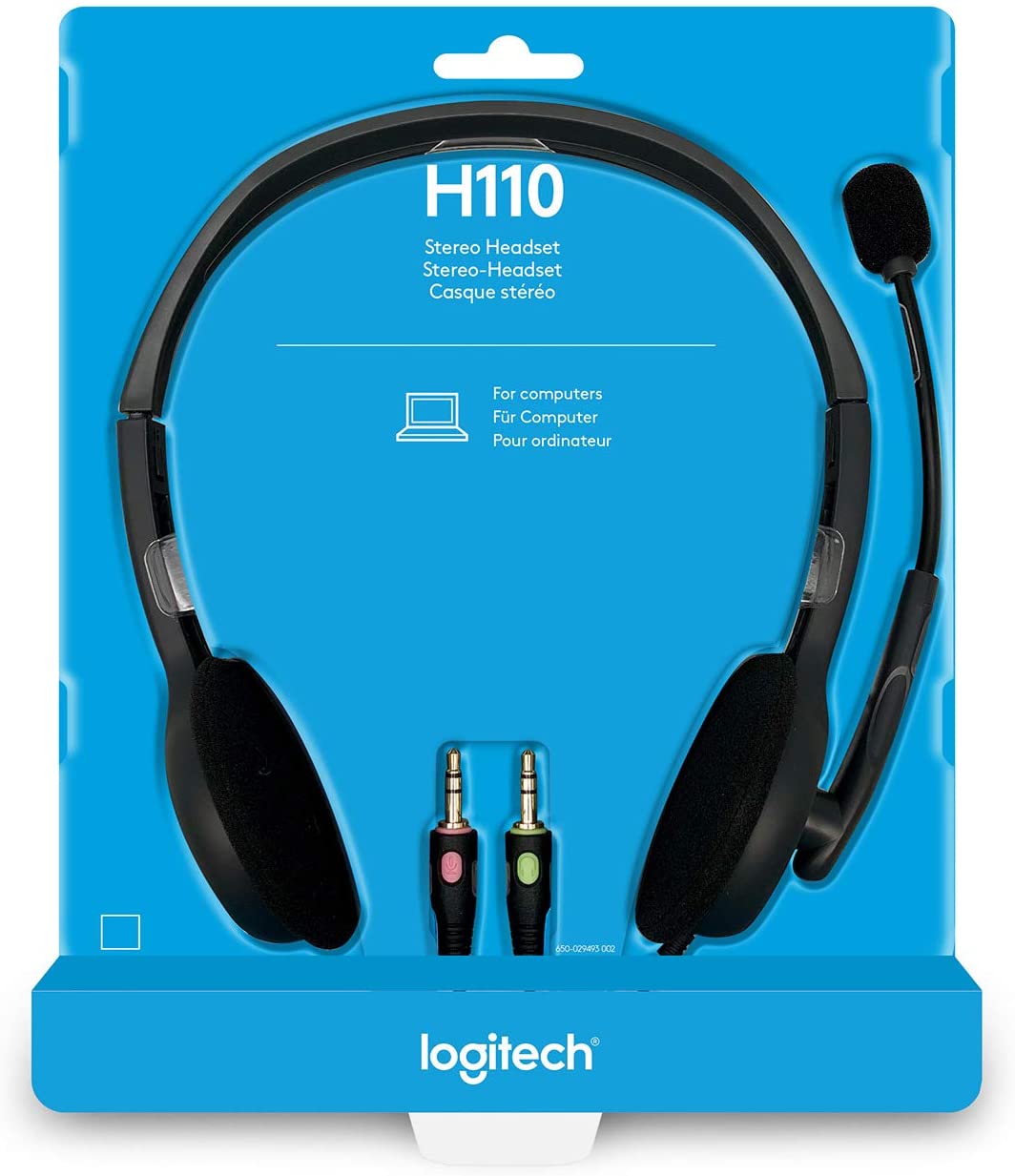 Logitech H110 Stereo Headset - Lightweight Design, Dual 3.5mm Connectors, Black - Rebuy-Box