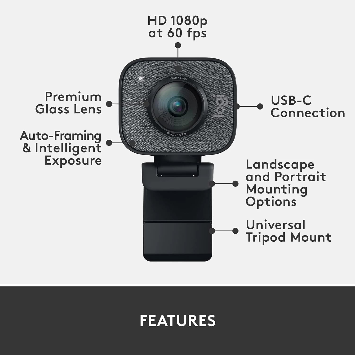 Logitech StreamCam, Full HD 1080p Streaming Webcam, Dual Microphones, Auto-Focus - Rebuy-Box