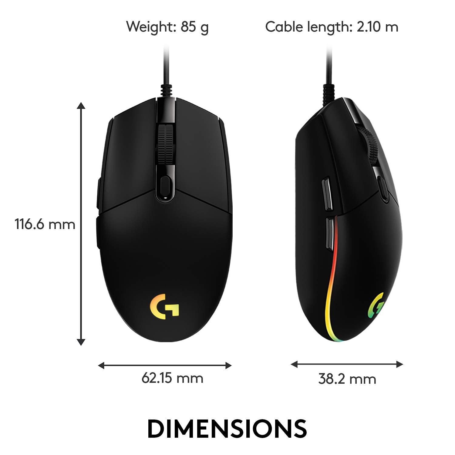Logitech G102 Lightsync Wired Gaming Mouse - RGB Lighting, 8000 DPI Sensor, Customizable Buttons - Rebuy-Box